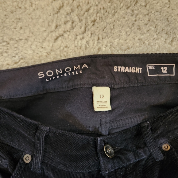 Sonoma, Womens, 12, Life&Style Black Corduroy Straight Leg Pants - Picture 2 of 5